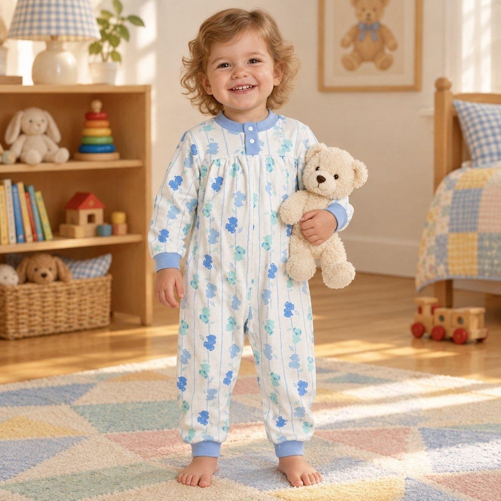 Vintage 90s Fisher Price Kidswear Teddy Bear Sleeper Pajamas 24M NWT